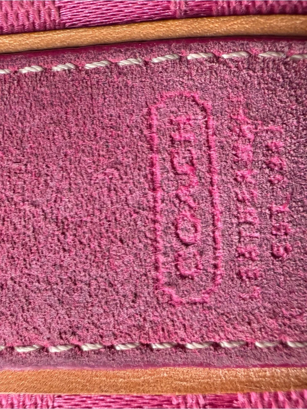 Vintage Coach Pink Signature Canvas Compact Wallet with Stripe Detail